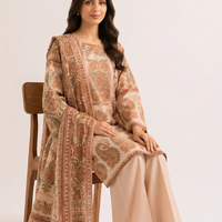 3 Piece - Digital Printed Embroidered Suit - 42501925