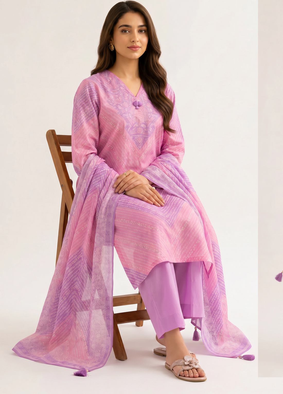 3 Piece - Digital Printed Embroidered Suit - 42501931