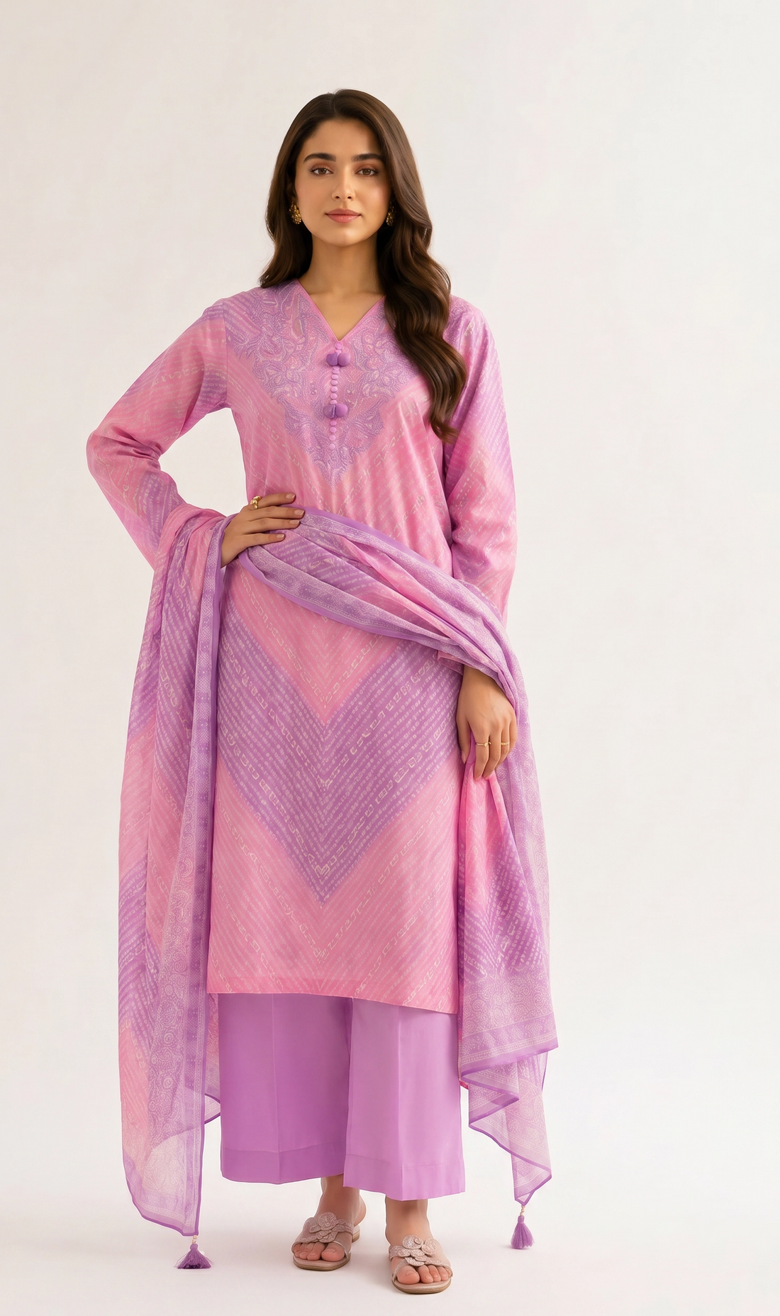 3 Piece - Digital Printed Embroidered Suit - 42501931