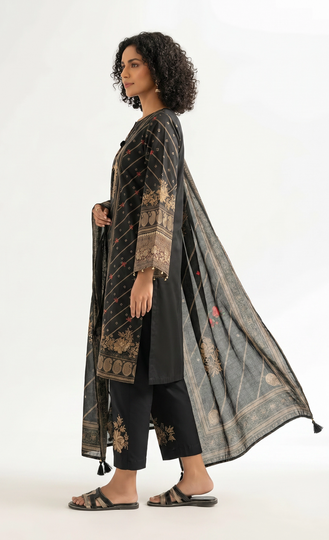3 Piece - Digital Printed Embroidered Suit - 42501930