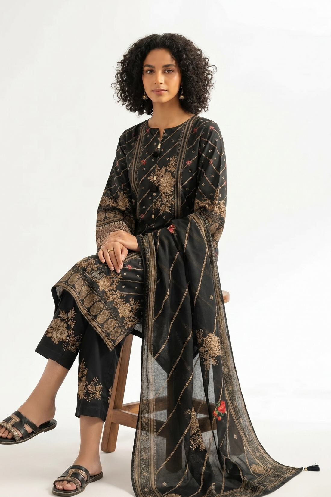 3 Piece - Digital Printed Embroidered Suit - 42501930