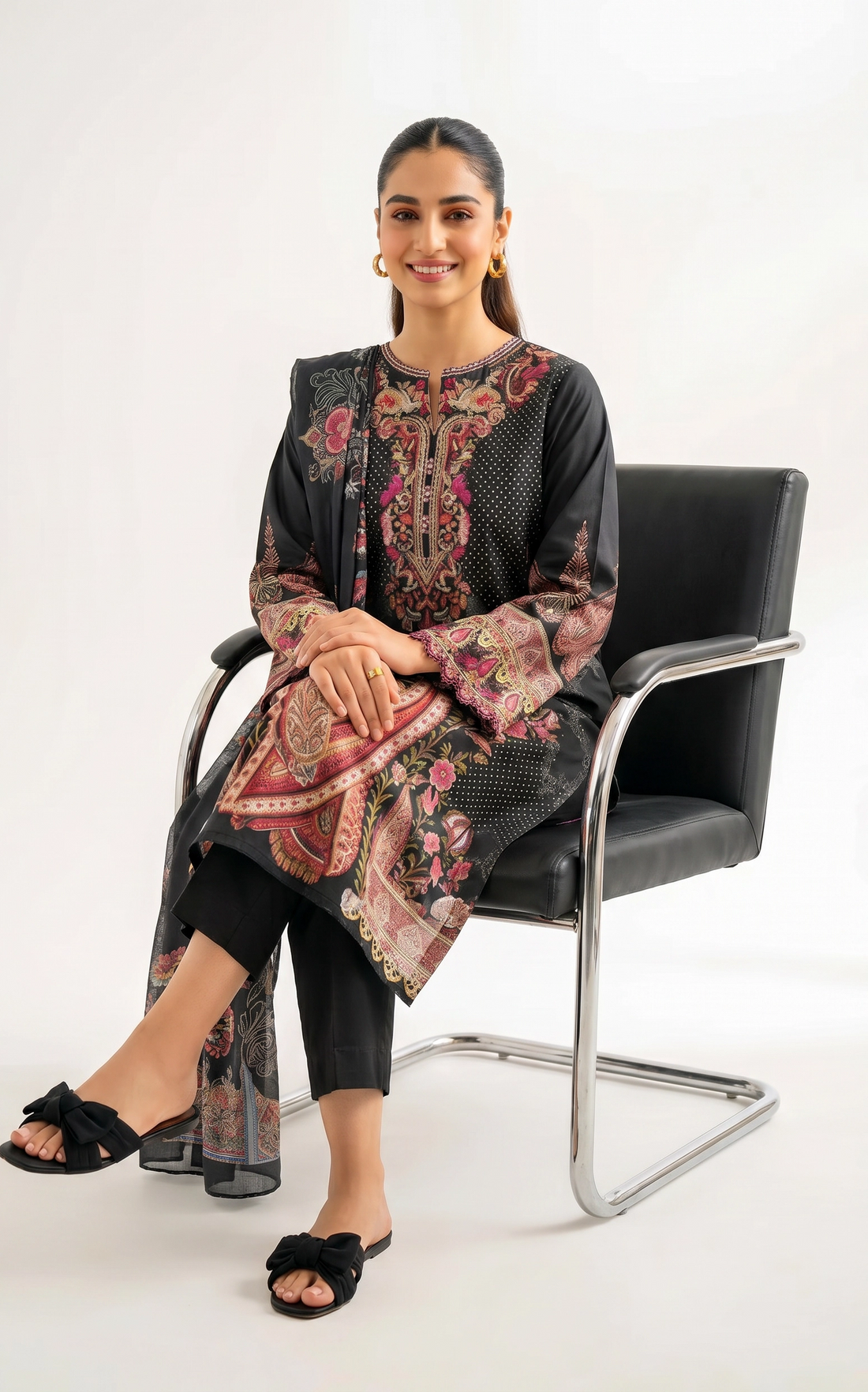3 Piece - Digital Printed Embroidered Suit - 42501924
