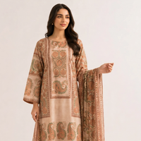 3 Piece - Digital Printed Embroidered Suit - 42501925
