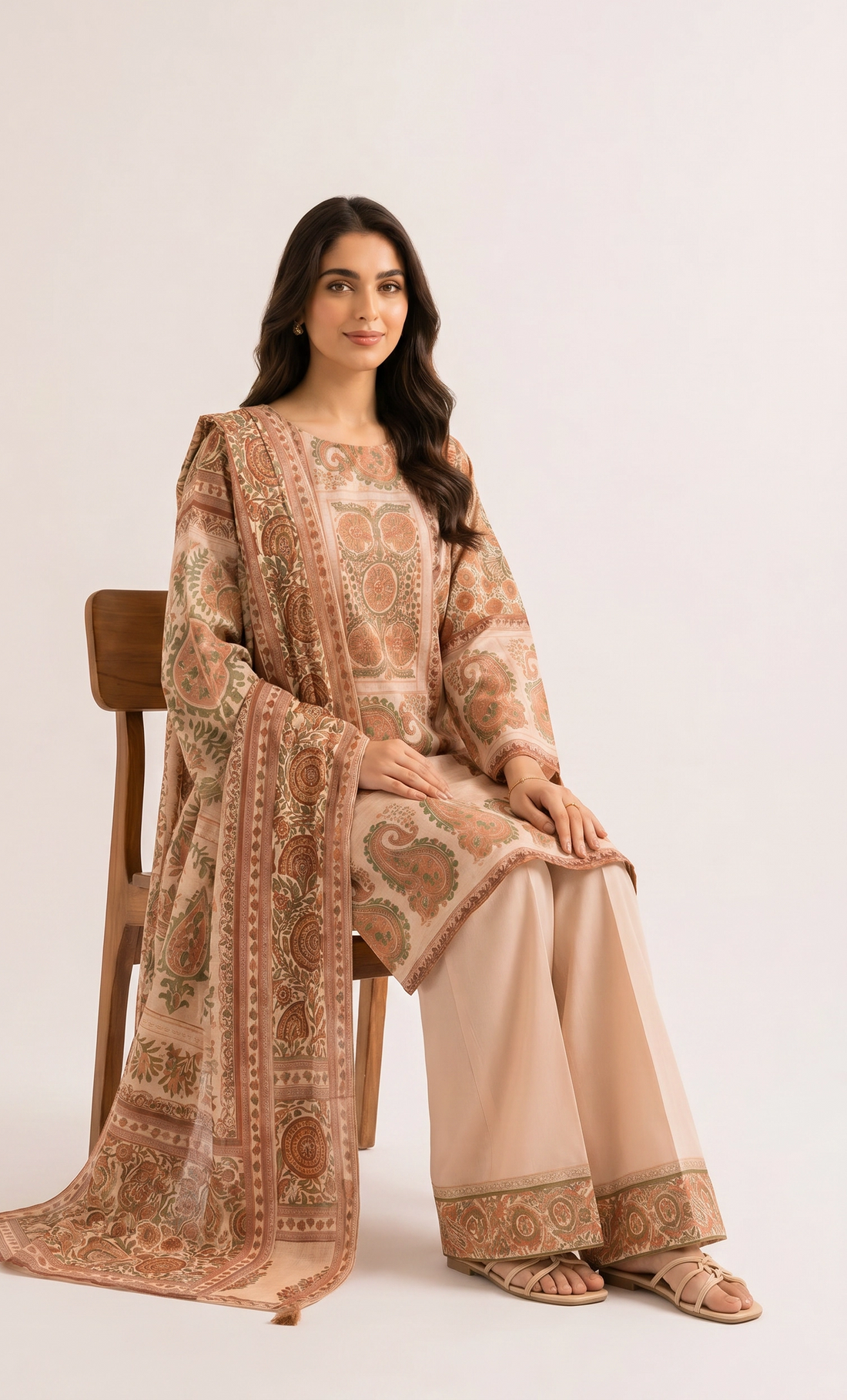 3 Piece - Digital Printed Embroidered Suit - 42501925