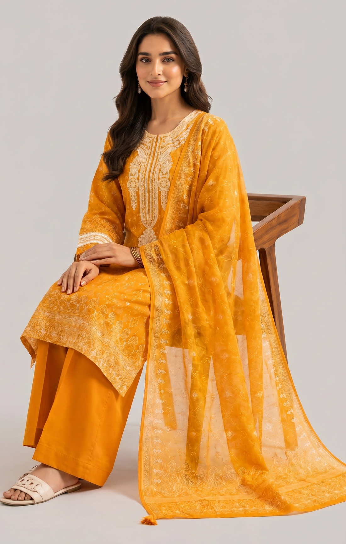3 Piece - Digital Printed Embroidered Suit - 42501928