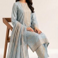 3 Piece - Digital Printed Embroidered Suit - 42501933
