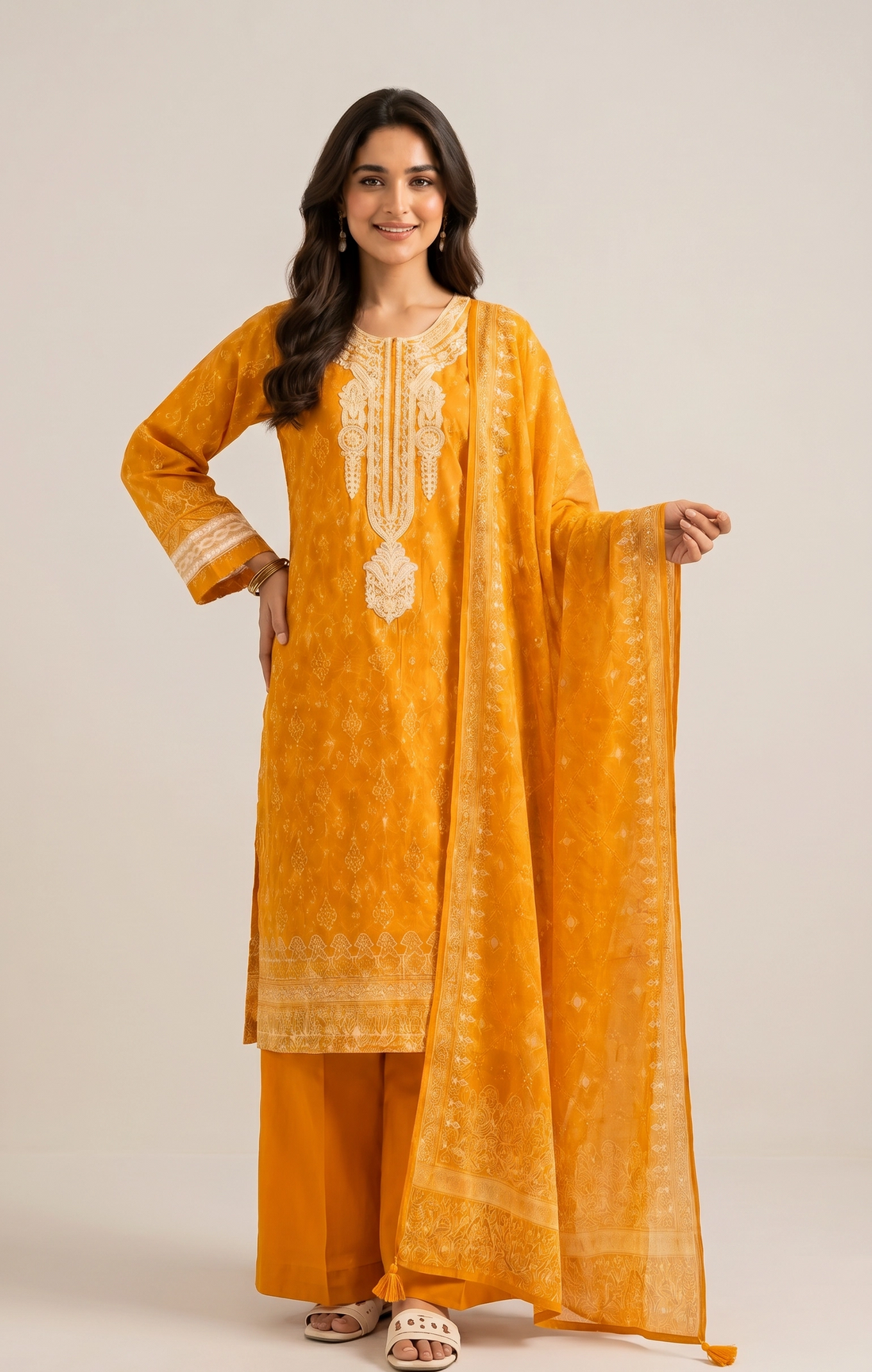 3 Piece - Digital Printed Embroidered Suit - 42501928