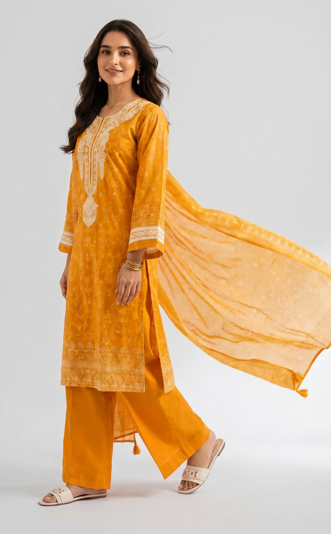 3 Piece - Digital Printed Embroidered Suit - 42501928